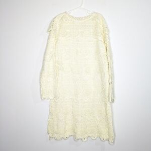 Trish Scully Child yellow cream layered crochet lace dress 10
